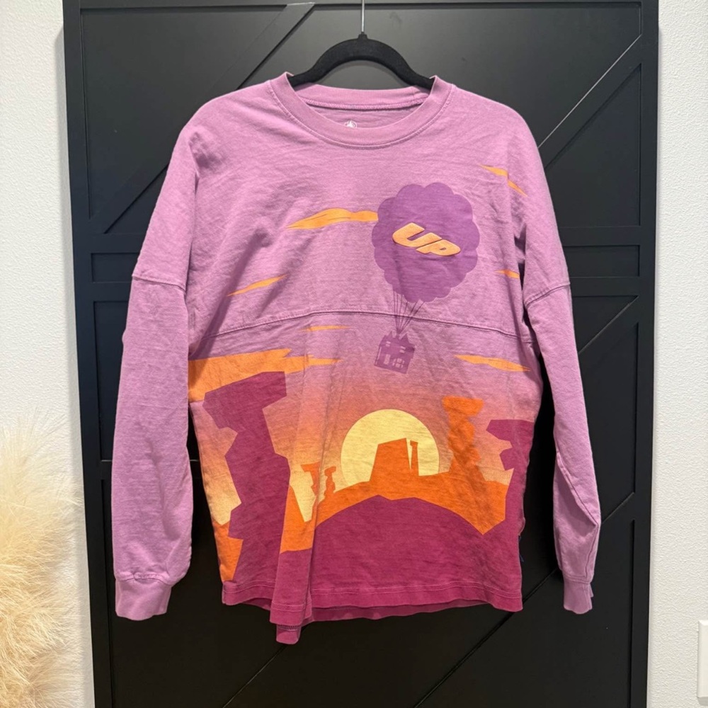 Up Graphic Long Sleeve Tee - Purple Sunset Print - Picture 1 of 3